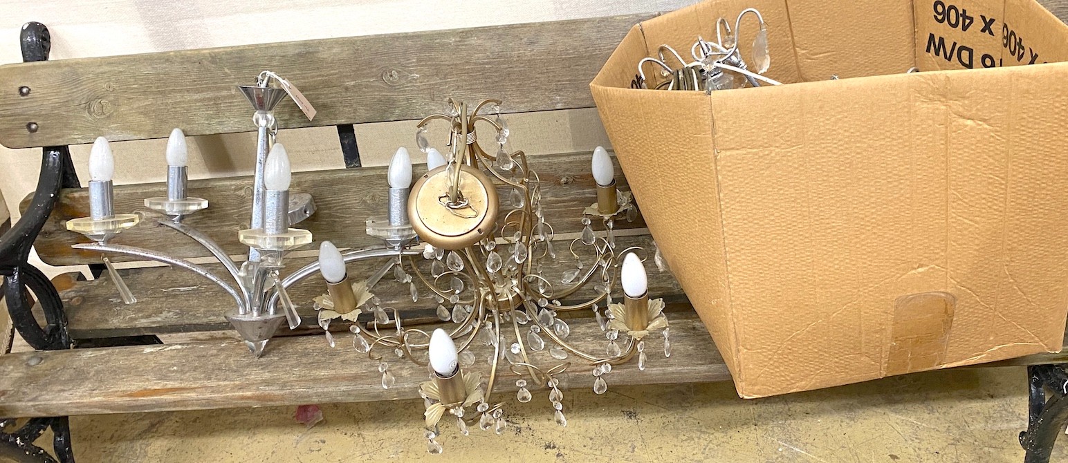 Four assorted hanging ceiling lights, largest height 45cm